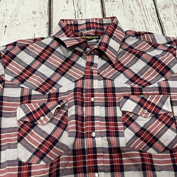 LifeTrends Plaid Western Rockabilly Cowboy Rancher Button Down Vintage Shirt - Picture 5 of 8